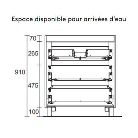 Meuble de salle de bain SPIRIT 600 3 tiroirs métalliques Blue Fog - SALGAR 103487