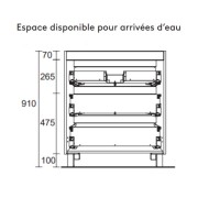 Meuble de salle de bain SPIRIT 600 3 tiroirs métalliques Blue Fog - SALGAR 103487
