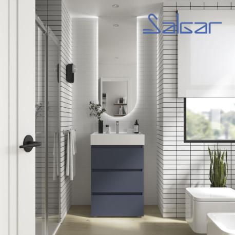Meuble de salle de bain SPIRIT 600 3 tiroirs métalliques NIGHT BLUE - SALGAR 103492