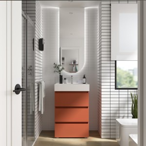 Meuble de salle de bain SPIRIT 600 3 tiroirs métalliques TERRACOTA - SALGAR 103507