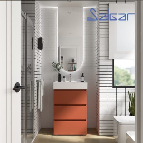 Meuble de salle de bain SPIRIT 600 3 tiroirs métalliques TERRACOTA - SALGAR 103507