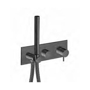 Mitigeur façade externe pour douche murale 2 sorties TRIVERDE BLACKMAT - CRISTINA ONDYNA TV60813