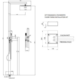 Colonne de douche extérieure à mitigeur double progressif chromé NEK - Bossini L00379030