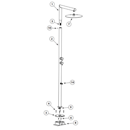 Colonne douche pour piscine 2 mitigeurs progressifs chromé NEK - Bossini L00382030
