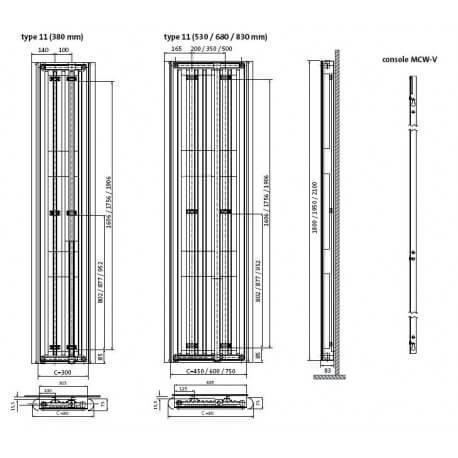 Radiateur vertical Finimetal Fluide caloporteur PAROS V E