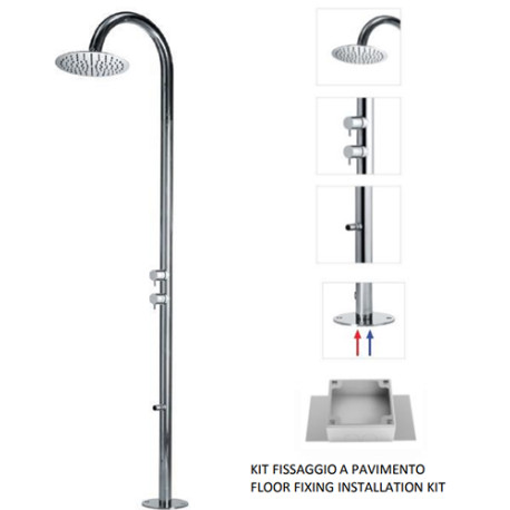 Colonne de douche extérieure à mitigeur double progressif chromé Tetis - Bossini L00390030