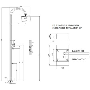 Colonne de douche extérieure à mitigeur double progressif chromé Tetis - Bossini L00390030