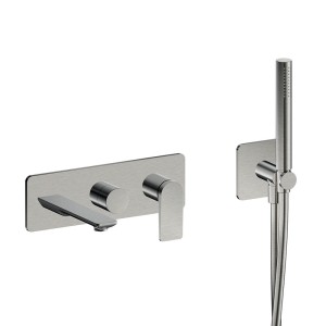 facade encastrée bain douche 2 sorties metal brosse - CRISTINA ONDYNA BA10277 