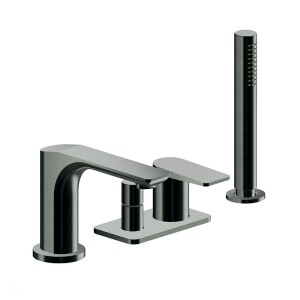 Mitigeur bain-douche 4 trous sur gorge chrome noir brosse - CRISTINA ONDYNA BA18175 