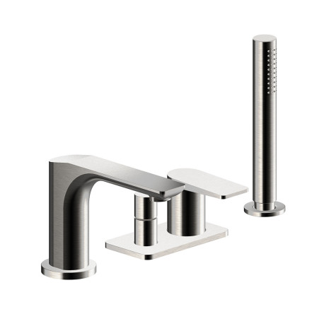 Mitigeur bain-douche 4 trous sur gorge metal brosse - CRISTINA ONDYNA BA18177 