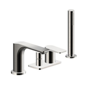 Mitigeur bain-douche 4 trous sur gorge metal brosse - CRISTINA ONDYNA BA18177 