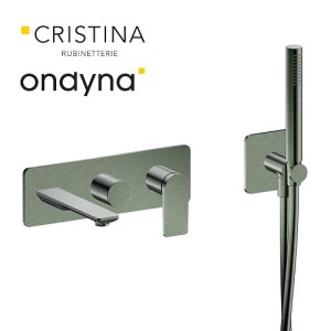 Façade encastrée bain douche 2 sorties chrome noir brosse - CRISTINA ONDYNA BA10275 