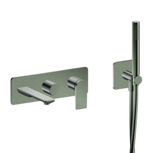Façade encastrée bain douche 2 sorties chrome noir brosse - CRISTINA ONDYNA BA10275 