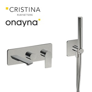 facade encastrée bain douche 2 sorties metal brosse - CRISTINA ONDYNA BA10277 