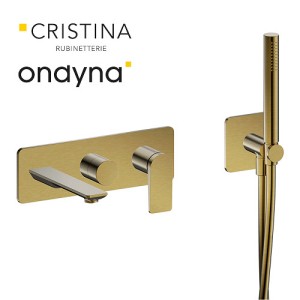 Façade encastrée bain douche 2 sorties or brosse - CRISTINA ONDYNA BA10296P 