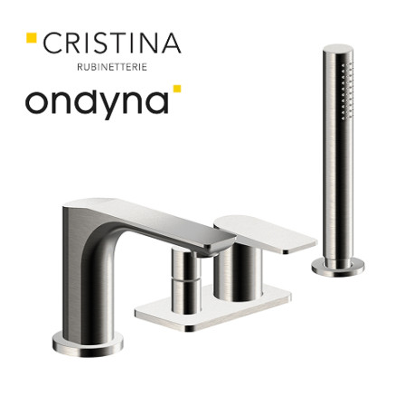 Mitigeur bain-douche 4 trous sur gorge metal brosse - CRISTINA ONDYNA BA18177 