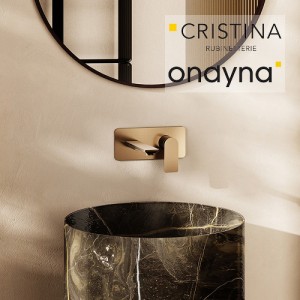 Façade mitigeur lavabo encastré bec 185 mm or rose brosse - CRISTINA ONDYNA BA25634P 