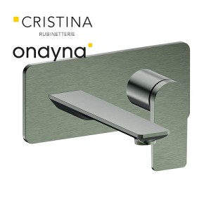 Façade mitigeur lavabo encastré bec 185 mm chrome noir bross - CRISTINA ONDYNA BA25675 