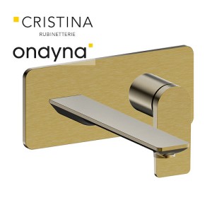 Façade mitigeur lavabo encastré bec de 225 mm or brosse - CRISTINA ONDYNA BA25896P 