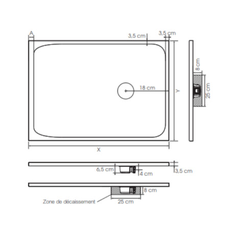 Receveur extra-plat 80X80 Kinesurf Nova lin mat - KINEDO RD1230LM