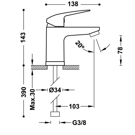 Mitigeur lavabo Chromé avec vidage automatique - TRES 21610303DA