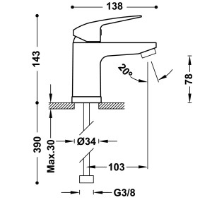 Mitigeur lavabo Chromé avec vidage automatique - TRES 21610303DA