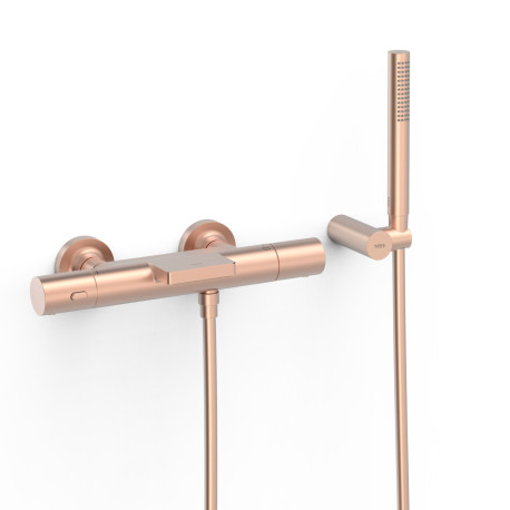 Robinet thermostatique mural pour baignoire et douche Or Rose Mat 24K OVER-WALL - TRES 19017428OPM 