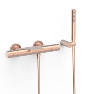 Robinet thermostatique mural pour baignoire et douche Or Rose Mat 24K OVER-WALL - TRES 19017428OPM 