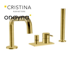 Mitigeur bain-douche 4 trous sur gorge or brosse phi - CRISTINA ONDYNA PH18196P 