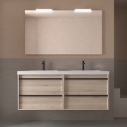 Meuble salle de bains + Vasque 140cm 4 tiroirs Chêne Naturel ATTILA - SALGAR 104935