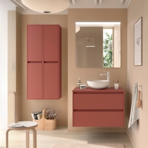 Meuble salle de bains et plan de toilette 100cm 2 tiroirs Red Satin NOJA - SALGAR 105512