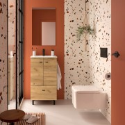 Meuble salle de bains et plan de vasque 50cm 2 portes 1 tiroir Chêne Africain INARA - SALGAR 113720