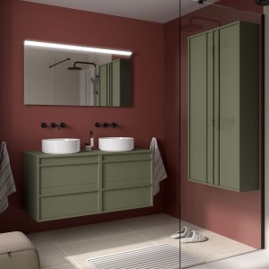 Meuble salle de bains 120cm 4 tiroirs Green Satin ATTILA - SALGAR 104975