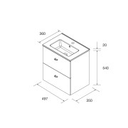 Meuble De Salle De Bain Inara 500, Fond Réduit, 2 Tiroirs Blanc Brillant + Lavabo - SALGAR 113673 