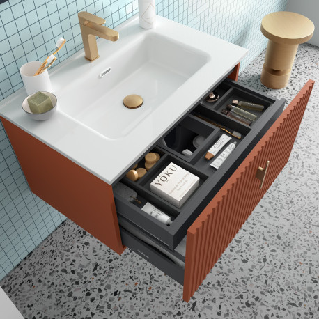 Meuble de salle de bain BIBA 900 1 tiroir et 1 tiroir intérieur TERRACOTA - SALGAR 103061 