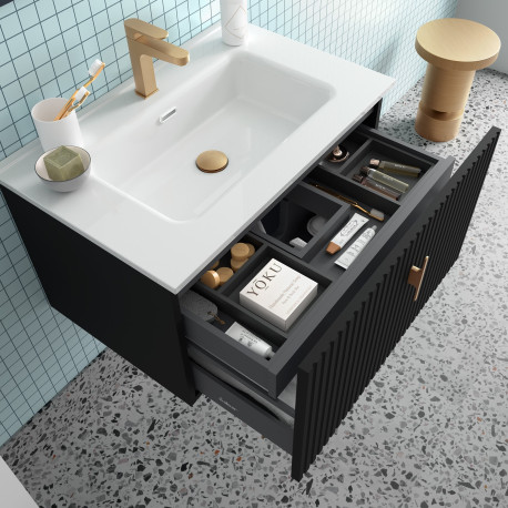 Meuble de salle de bain BIBA 800 1 tiroir et 1 tiroir intérieur BLACK VELVET - SALGAR 103035 