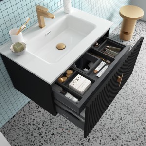 Meuble de salle de bain BIBA 800 1 tiroir et 1 tiroir intérieur BLACK VELVET - SALGAR 103035 
