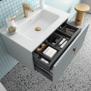 Meuble de salle de bain BIBA 600 1 tiroir et 1 tiroir intérieur Blue Fog - SALGAR 103038 