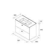 Meuble salle de bains et plan de vasque 70cm 2 tiroirs Chêne Naturel INARA - SALGAR 113680