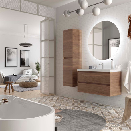 Meuble Salle De Bain Mara 800 2 Tiroirs Avec Frein Noyer Americain 797 X 540 X 452 Mm - SALGAR 114006 