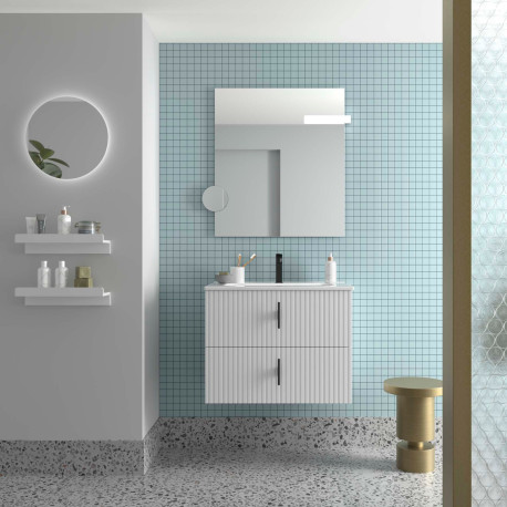 Meuble Salle De Bain Biba 700 2 Tiroirs White Cotton 698 X 540 X 450 Mm - SALGAR 113829 