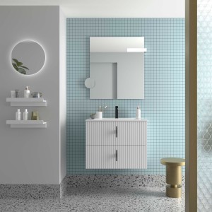 Meuble Salle De Bain Biba 700 2 Tiroirs White Cotton 698 X 540 X 450 Mm - SALGAR 113829 