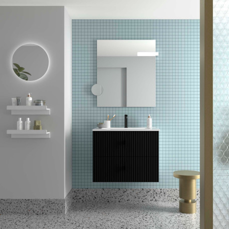 Meuble Salle De Bain Biba 700 2 Tiroirs Black Velvet 698 X 540 X 450 Mm - SALGAR 113831 