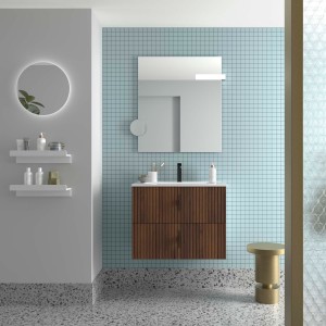Meuble Salle De Bain Biba 700 2 Tiroirs Noyer Maya 698 X 540 X 450 Mm - SALGAR 113833 