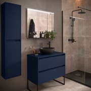 Meuble salle de bains et plan de toilette 80cm 2 tiroirs Blue Satin NOJA - SALGAR 105474