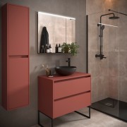 Meuble salle de bains et plan de toilette 80cm 2 tiroirs Red Satin NOJA - SALGAR 105476