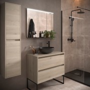 Meuble salle de bains et plan de toilette 80cm 2 tiroirs Chêne Naturel NOJA - SALGAR 105477