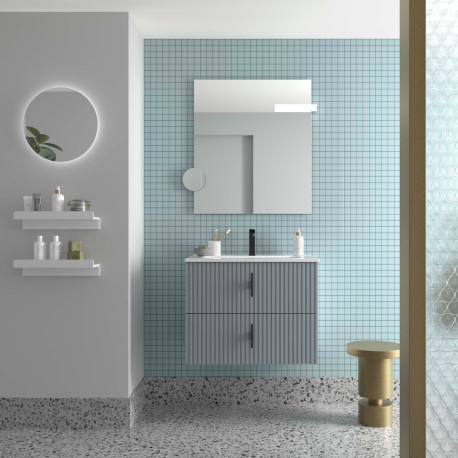 Meuble Salle De Bain Biba 700 2 Tiroirs Blue Fog 698 X 540 X 450 Mm - SALGAR 113835 