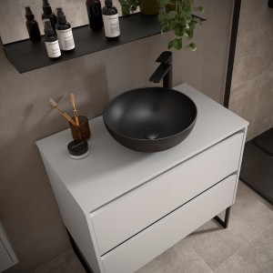 Meuble salle de bains et plan de toilette 80cm 2 tiroirs White Satin NOJA - SALGAR 105472