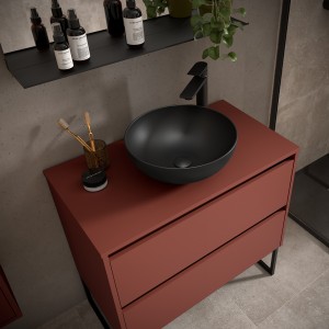 Meuble salle de bains et plan de toilette 80cm 2 tiroirs Red Satin NOJA - SALGAR 105476